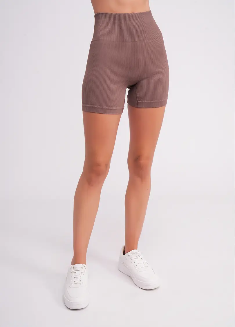 Безшовні шорти в рубчик з пуш-ап ефектом SHORTS RIB SHAPE deep taupe (коричневий)