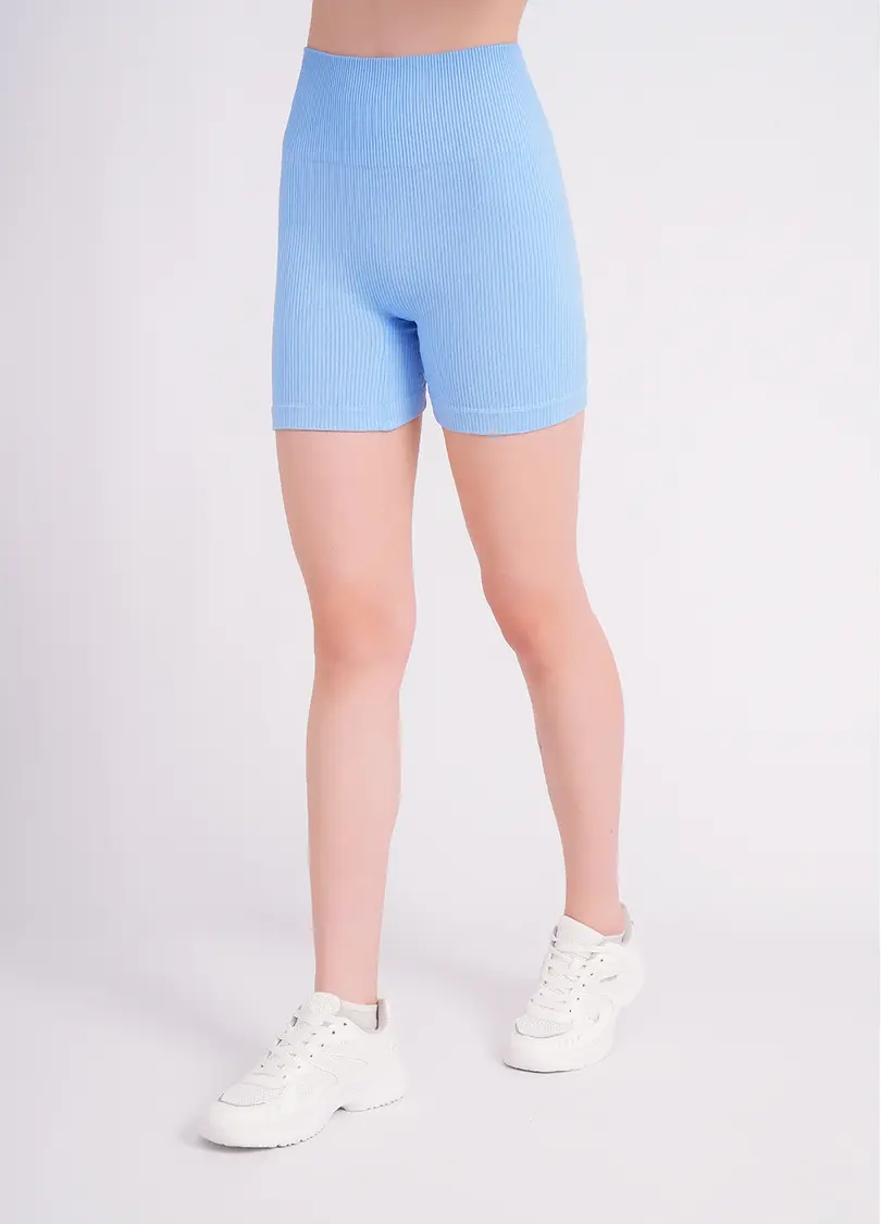 Безшовні шорти в рубчик з пуш-ап ефектом SHORTS RIB SHAPE lacecap hydrangea (блакитний)