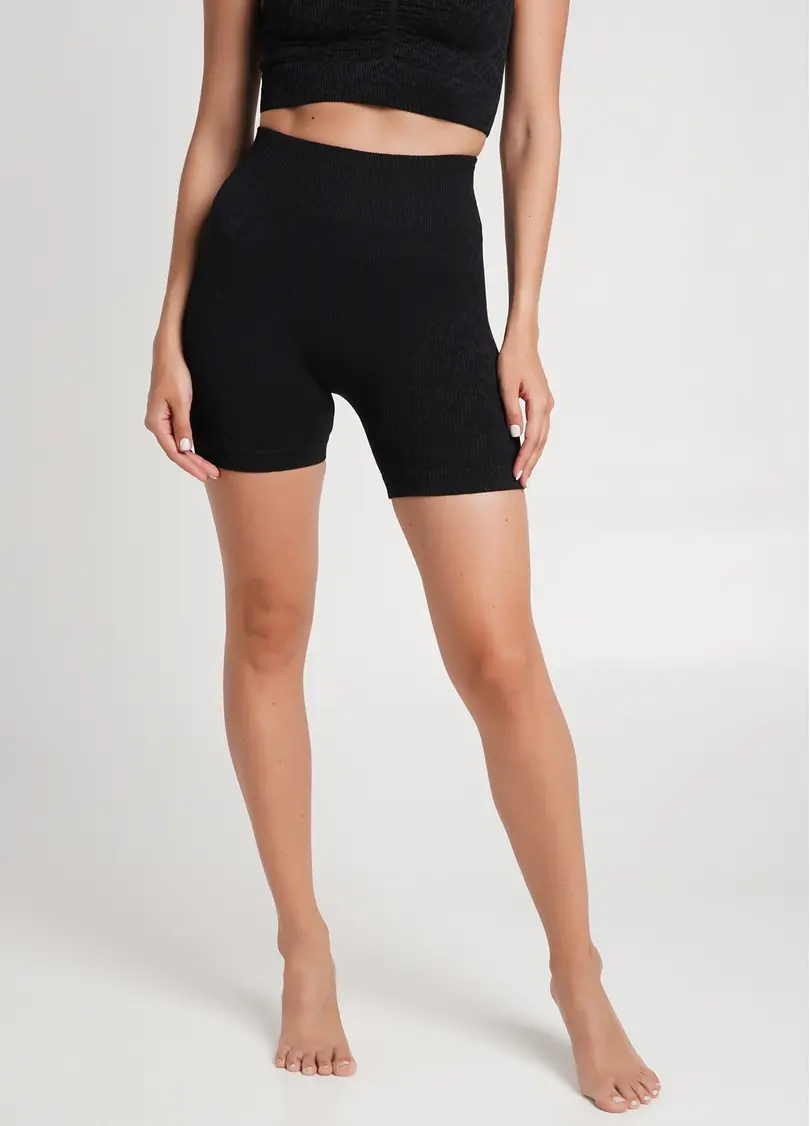 Шорти в рубчик з написами з мікрофібри SHORTS RIB WELLNESS black (чорний)